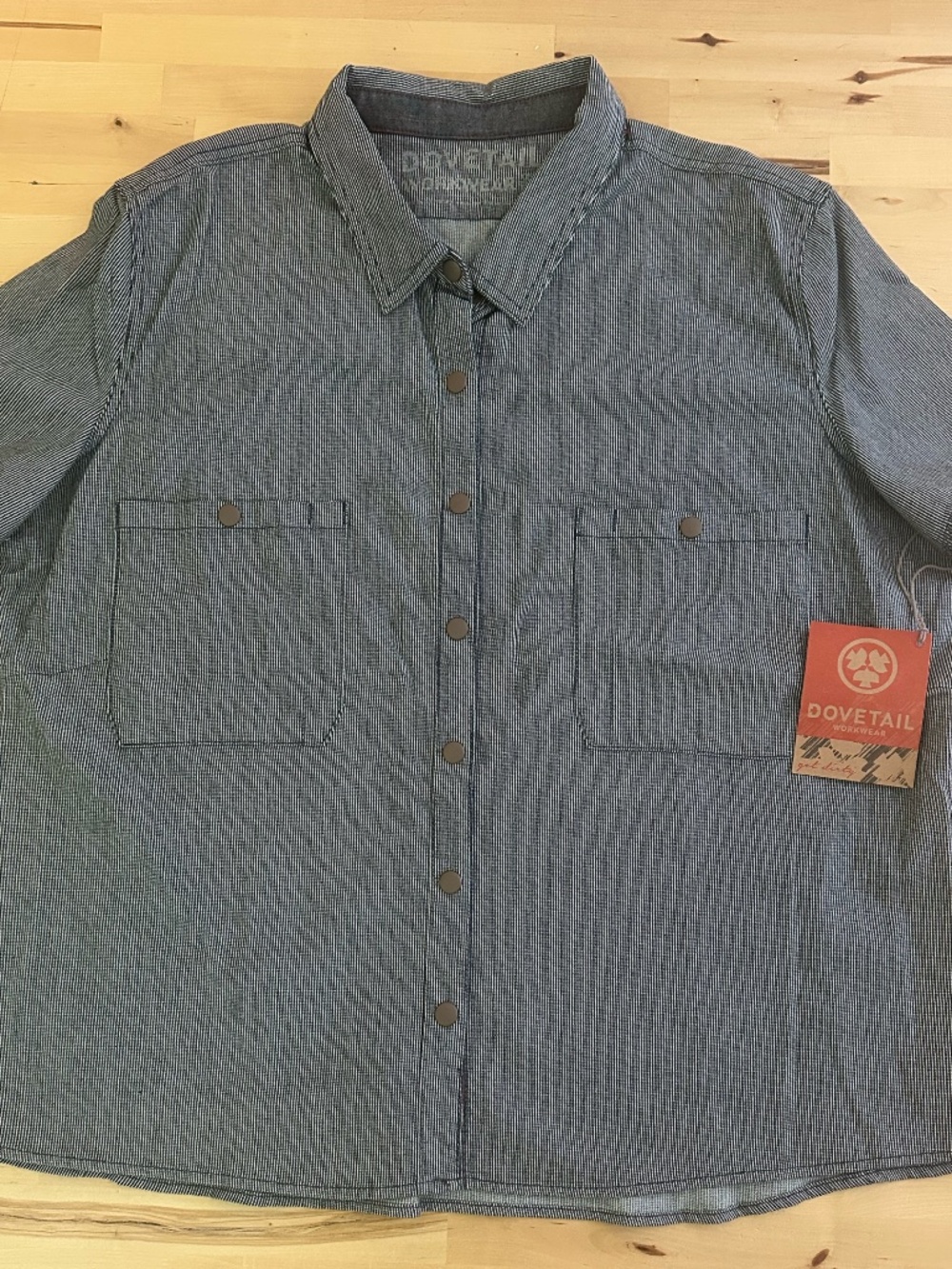 NWT Dovetail Workwear Womens Mechanic Work Shirt in Indigo Stripe